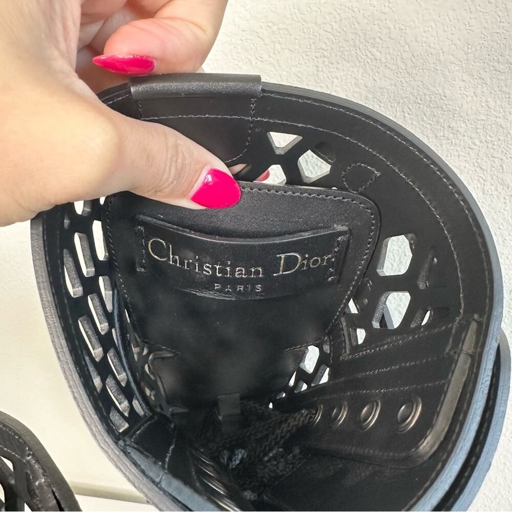 Christian Dior Laser Cut D Trap Boots Black Leather Size 37 - Picture 11 of 14